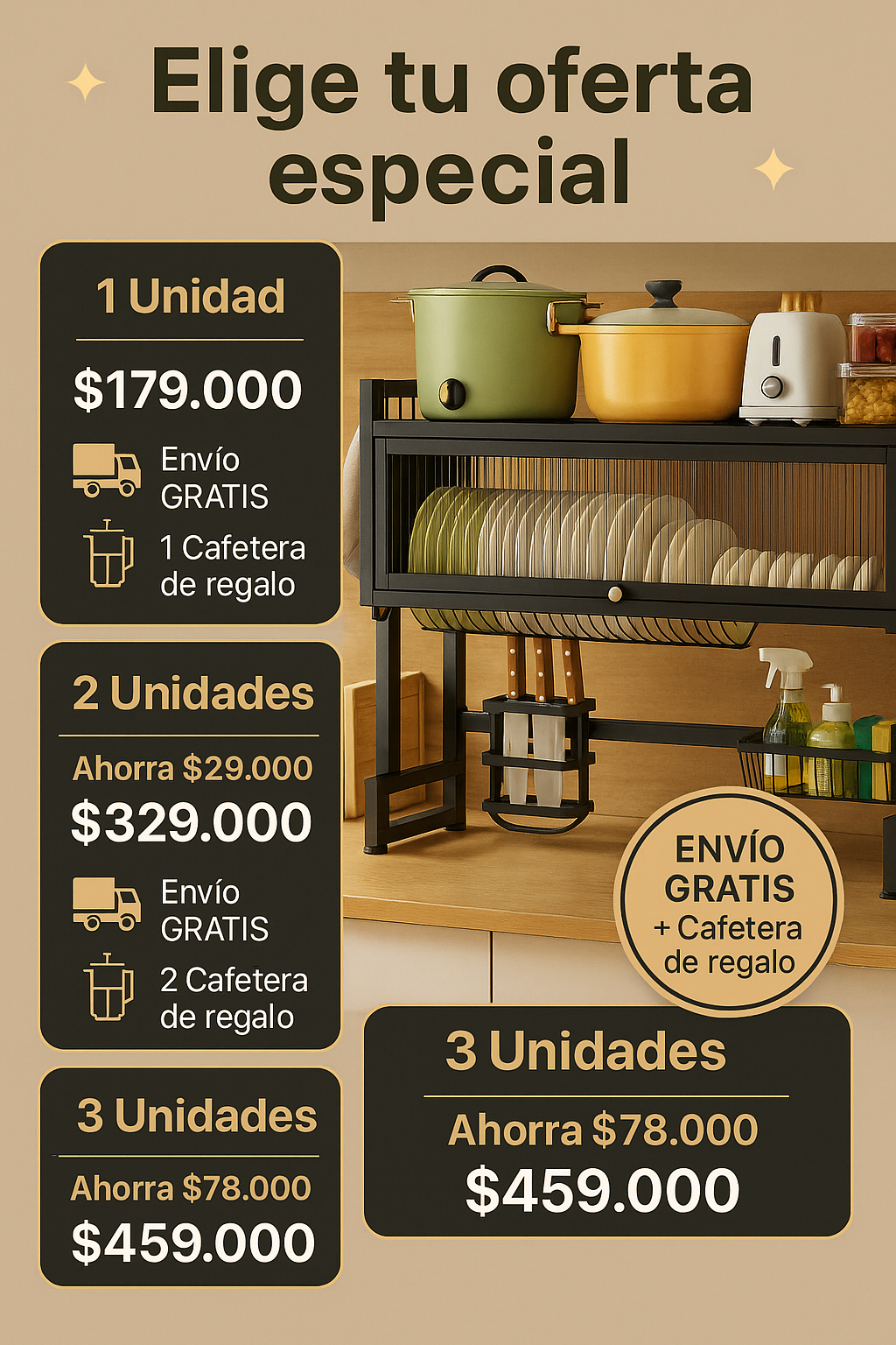 Escurridor PREMIUM y lleva Gratis CAFETERA DE PRENSA FRANCESA