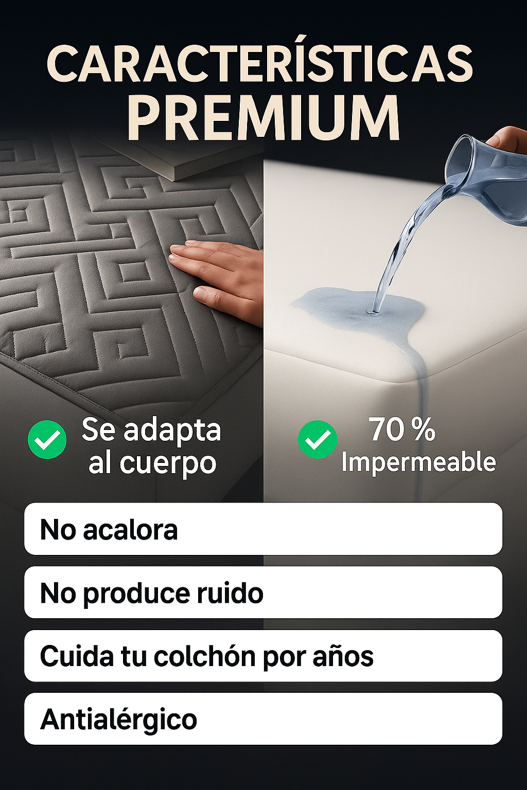 Protector de colchón acolchado antifluidos, Paga 1 lleva 6 productos🔥