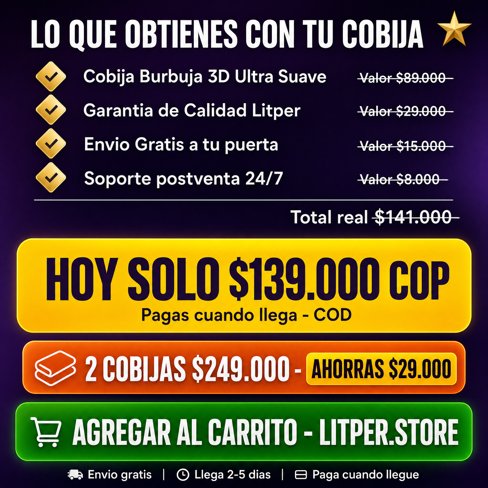 Cobija Burbuja Soft — Value Stack CTA
