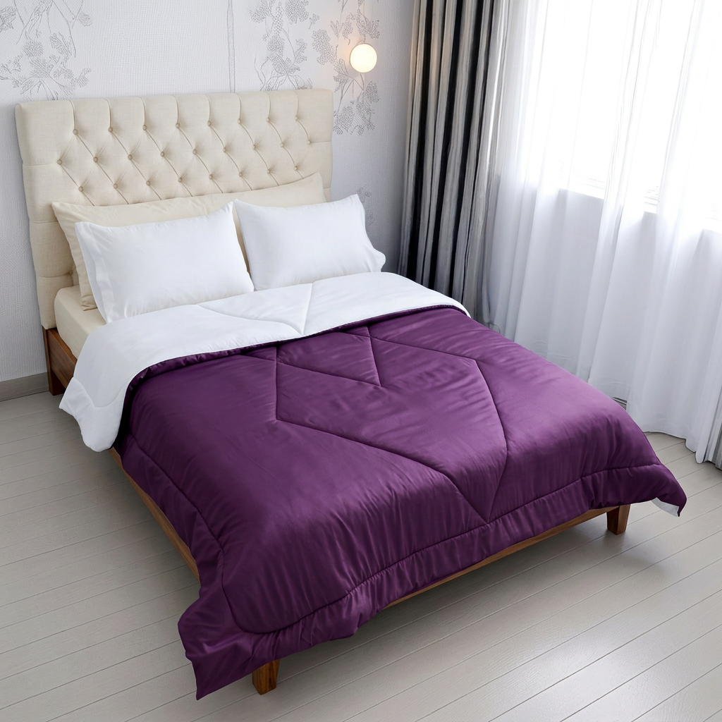 Edredón Doble Faz Térmico Premium - Morado Blanco