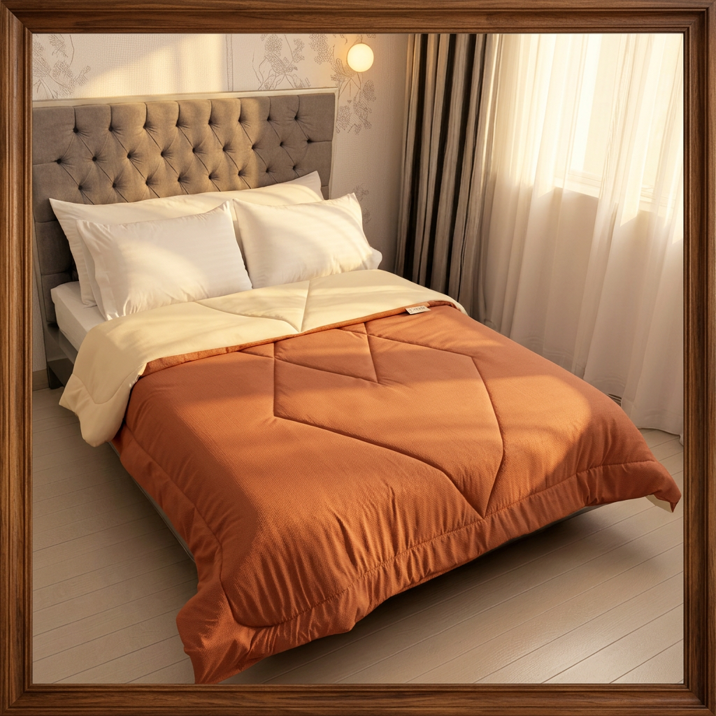 Edredón Doble Faz Térmico Premium - Terracota Crema
