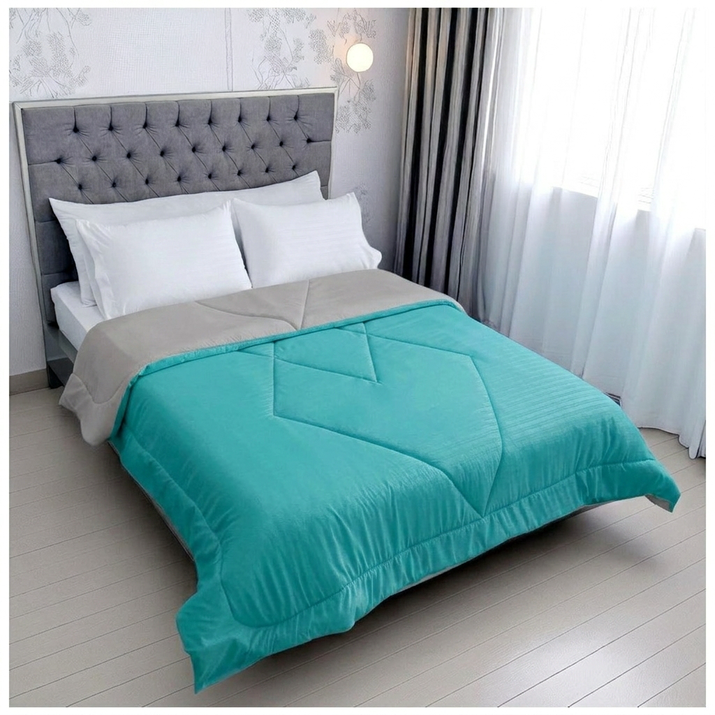Edredón Doble Faz Térmico Premium - Turquesa Gris