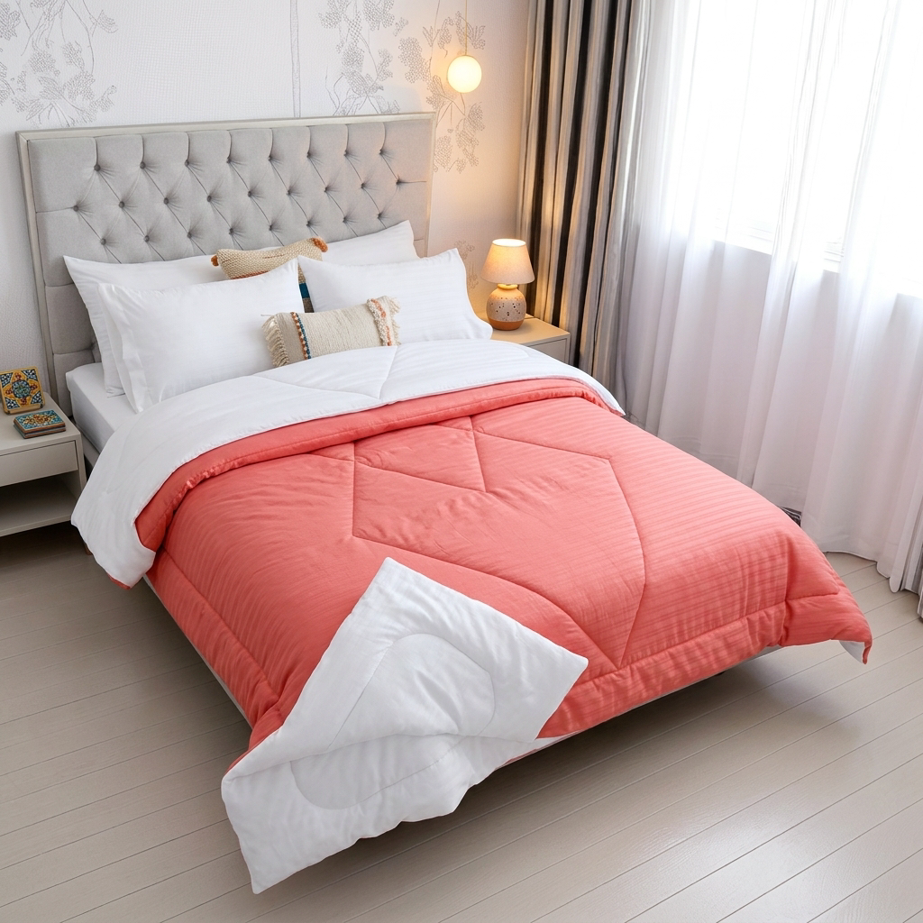 Edredón Doble Faz Térmico Premium - Coral Blanco